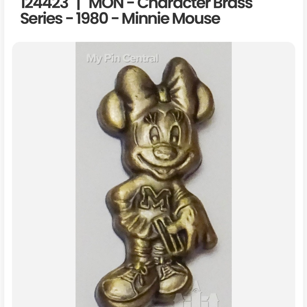 Disney Gold Minnie Mouse Brass Pin